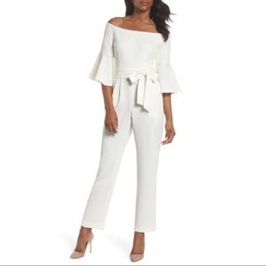 Eliza J Off the Shoulders Jumpsuit - white size 10